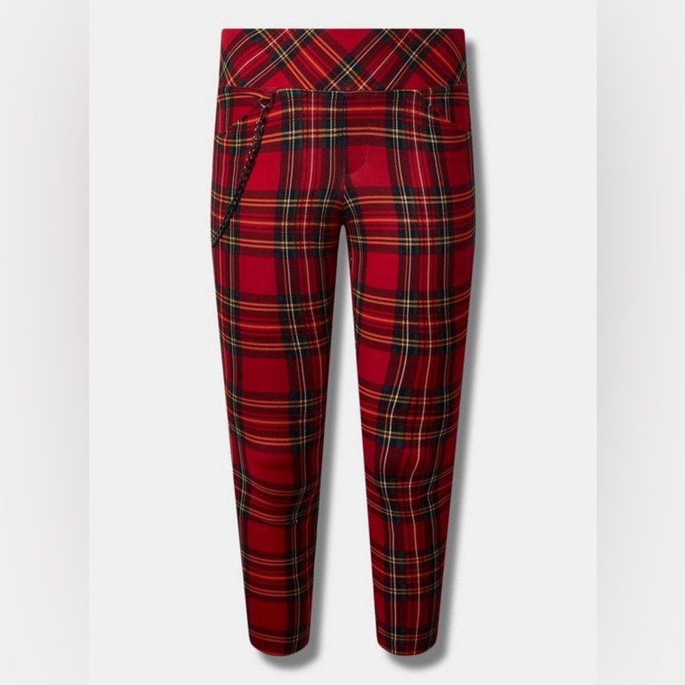 Torrid Betsey Johnson Slim Pixie Red Plaid Pants w/ Pocket Chain, Sz 1X - Picture 5 of 5